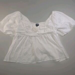 Arula White Puffed Sleeve Peasant Blouse 2X – Smocked Flowy‎